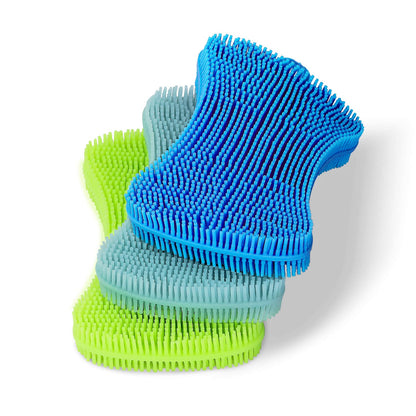 Geloo.Silicone Sponge Dish Brush, Double Sided Cleaning Brush for Dishes, Kitchen Gadgets and Accessories (3 Pack)