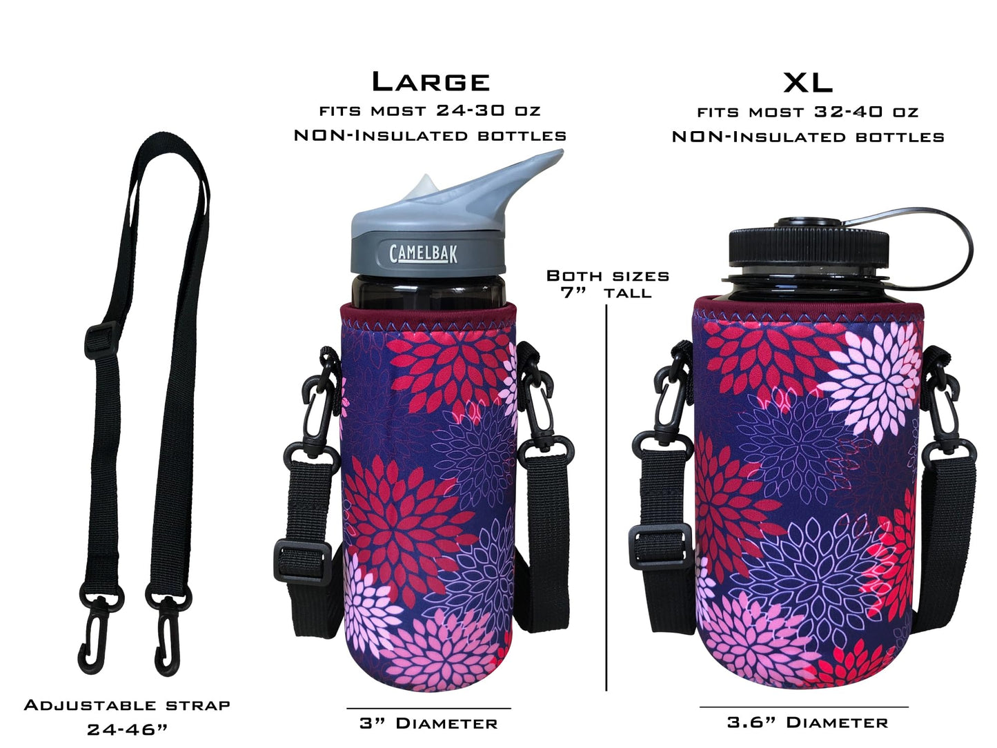 Koverz 24-30oz 750ml Water Bottle Carrier with Shoulder Strap, Water Bottle Insulator - Midnight Mums