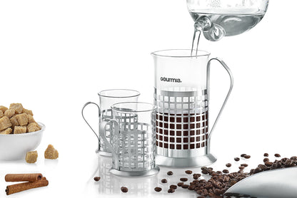 Gourmia GCM9830 French Press Coffee Maker Set 600 ml French Press Coffee Brewer With 2 Matching Stainless Steel Drinking Cups