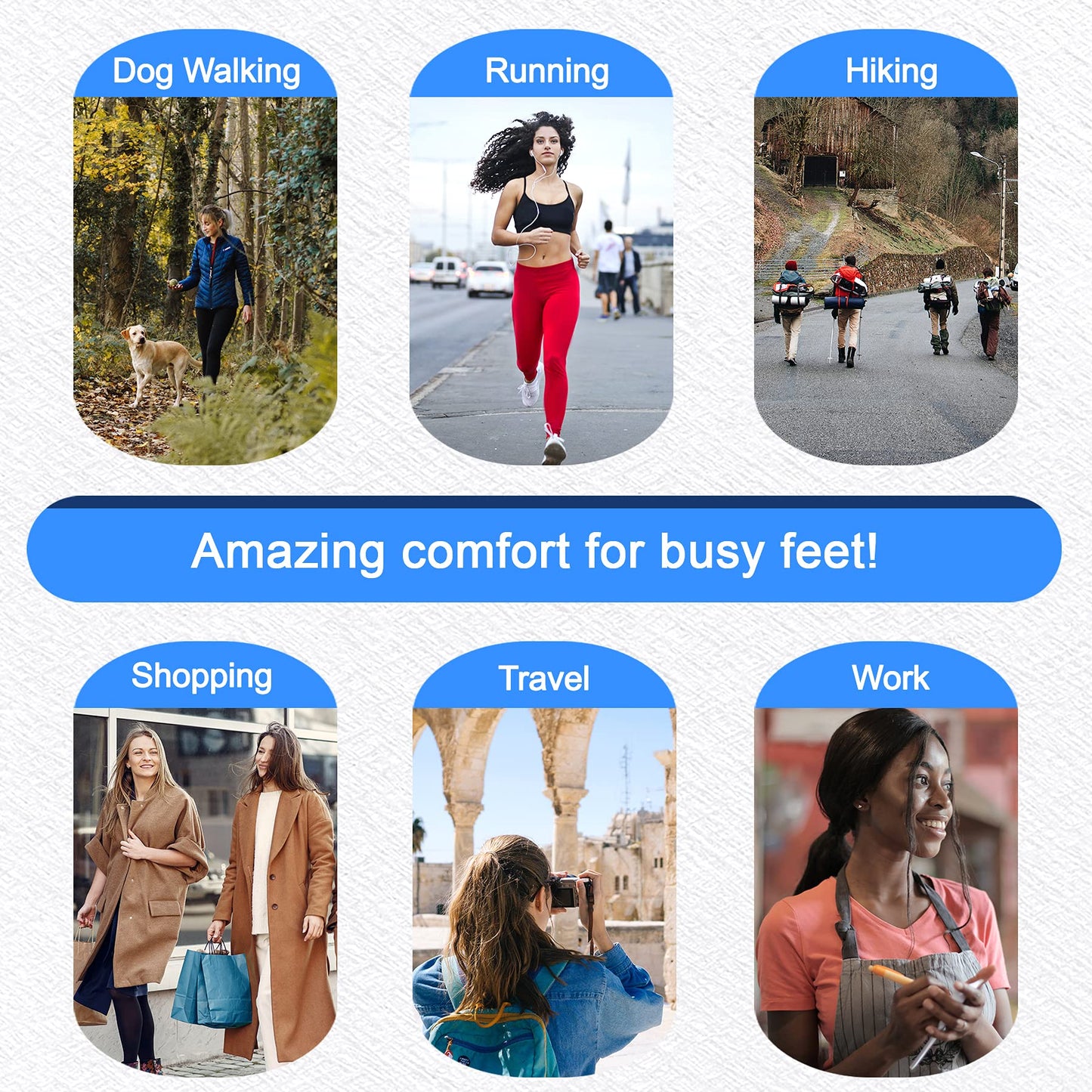 Memory Foam Insoles for Women, Replacement Shoe Inserts for Work Boot, Running Shoes, Hiking Shoes, Sneaker, Cushion Shoe Insoles Shock Absorbing for Foot Pain Relief, Comfort Inner Soles Black US 8