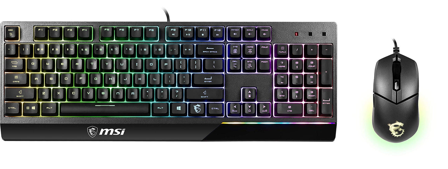 MSI Vigor GK30 Combo, 6-Zone RGB GK30 Gaming Keyboard & GM11 Gaming Mouse, Water Repellent & Splash-Proof, 5000 DPI