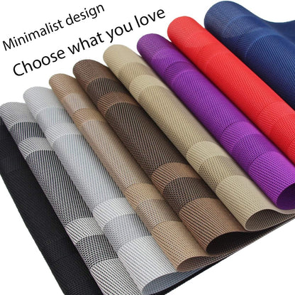 PIGCHCY Placemats,Washable Vinyl Woven Table Mats,Elegant Durable Placemats for Dining Table Set of 4 (18 x 12 inches, Pure Black)