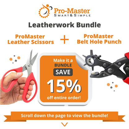 Leather Scissors. Small, Sharp Stainless Steel Durable Blades - Effortless Cutting - Large Comfortable Shears for Crafting, Sewing, Clay Bead Kit, Tailor, Belts, Fabric, Cotton, Cloth, Office, Home