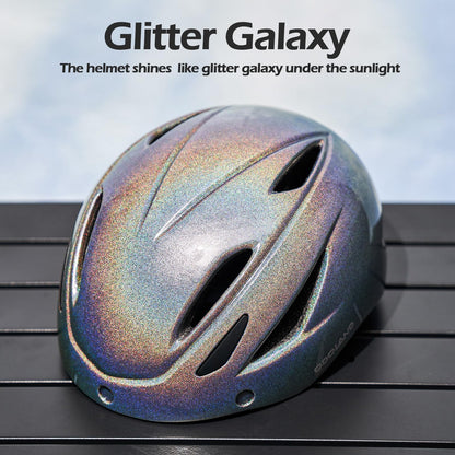 Odoland Adults Bike Helmet with Removable Magnetic Sun Visor, Adjustable Dial Fit Bicycle Cycling Helmet for Mountain Road Bike, Certified Lightweight MTB Ebike Helmet for Men Women, Giltter Galaxy