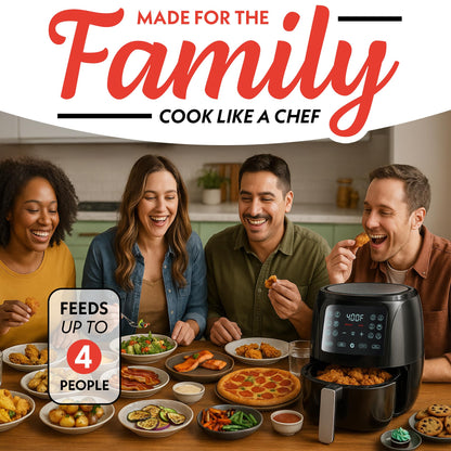 Gourmia Air Fryer Oven Digital Display 4 Quart Large AirFryer Cooker 12 1-Touch Cooking Presets, Black and Stainless Steel Accents Fry Force GAF486