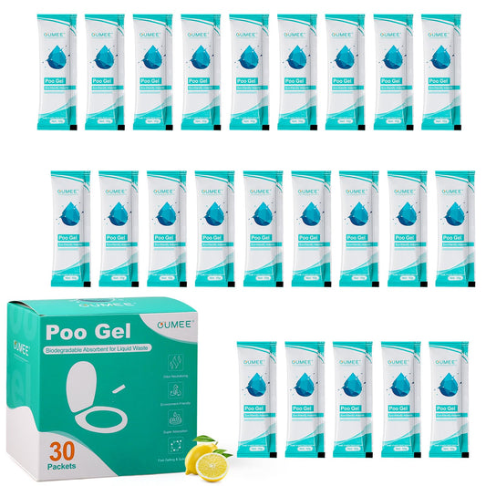 OUMEE 30 PACK Poo Gel for Portable Toilet, Camping Toilet Powder for Potty Bags, Eco Absorbent Gel, Portable Toilet Gel Packets for Outdoor Recreation Camping Supplies (30)