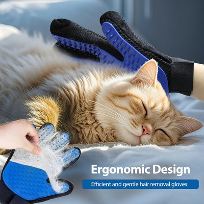 NVNAN 4Piece Dog Grooming Brush Set with Grooming Gloves, Deshedding Comb & Massage Bath Brush - Multifunctional Pet Hair Removal Tools for Shedding, Bathing, Brushing (Blue)