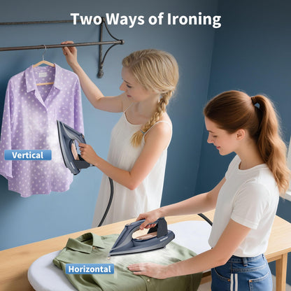 IRONDAY Steam Station for Clothes with LED Screen, 1800W Steam Iron Ceramic Soleplate, Auto Shutoff, Self-clean, Anti-drip, 50.72oz Removable Water Tank Ironing Steamer for Various Fabrics, Blue