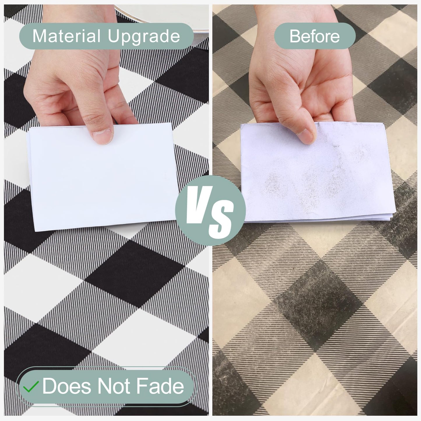 misaya Rectangle Waterproof Vinyl Table Cloth, Buffalo Flannel Backed Tablecloth, Wipeable Plastic Table Cover for Dinner, Kitchen, Outdoor (60" x 84", Black and White)