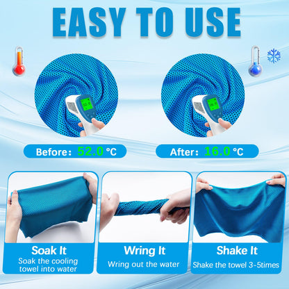 4 Packs Cooling Towel, 40" x 12" Microfiber Cooling Towels for Neck and Face, Soft Breathable Gym Towel for Working Out with Waterproof Bag & Carabiner, Sweat Towels for Running, Yoga, Travel, Climb