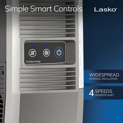 Lasko Outdoor Living Oscillating Tower Fan, for Decks, Patios and Porches, 10 Foot Power Cord, 4 Refreshing Speeds, 42", Beige, YF202