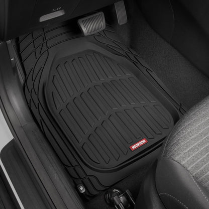Motor Trend FlexTough Floor Mats for Cars, Black Deep Dish All-Weather Mats, Waterproof Trim-To Fit Automotive Floor Mats for Cars Trucks SUV, Universal Floor Liner Car Accessories