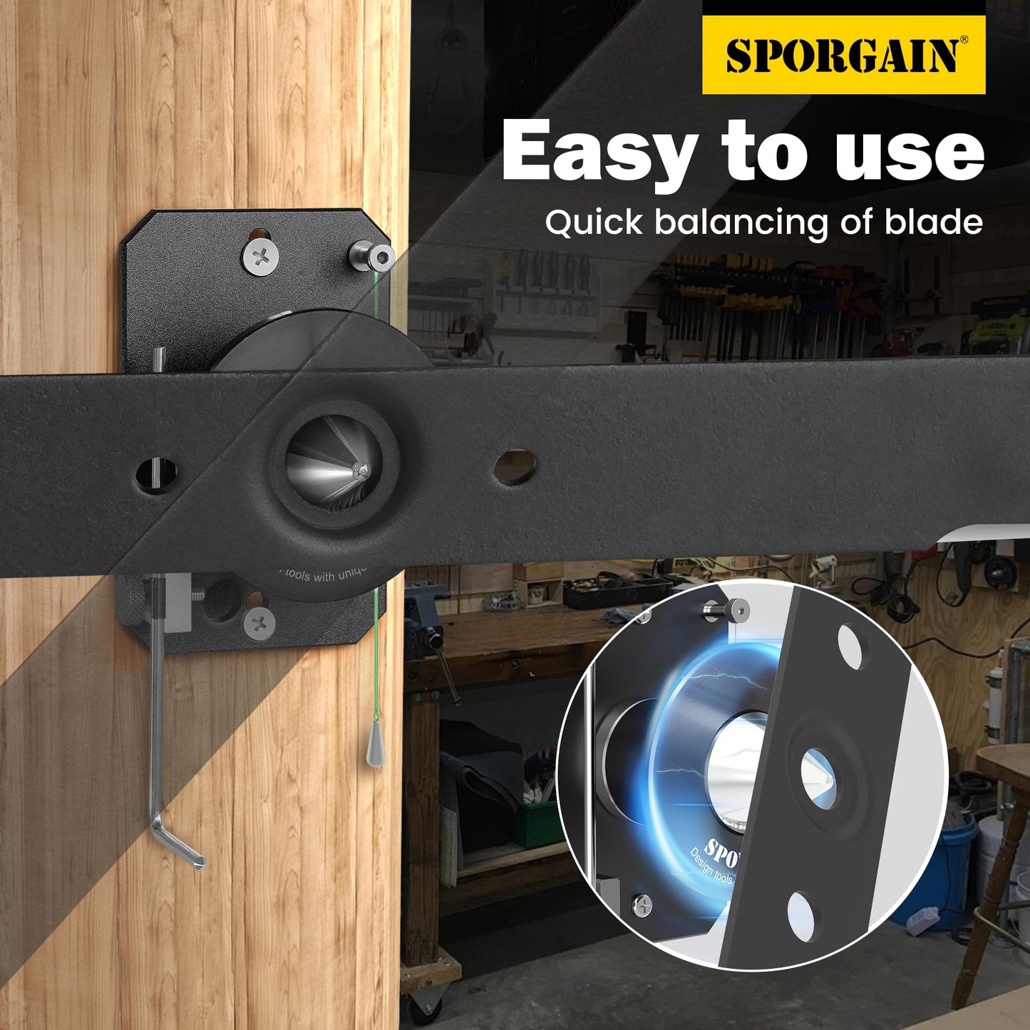 Lawn Mower Blade Sharpener & Lawn Mower Blade Balancer, 15°-45° Adjustable Mower Blade Sharpener and High Precision Magnetic Mower Blade Balancer for Many Types of Mower Blade, Black