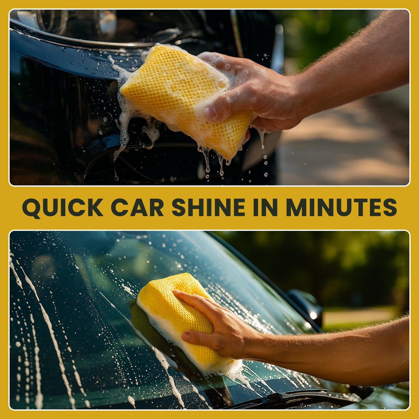 Iconikal 6-Pack Bug Scrubber Sponge 5.9x3.5-Inch Yellow Microfiber Large Car Wash Reusable for Paint Chrome Glass RV Motorcycle Cleaning