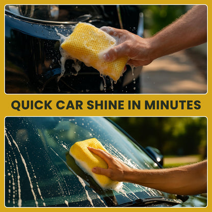 Iconikal 6-Pack Bug Scrubber Sponge 5.9x3.5-Inch Yellow Microfiber Large Car Wash Reusable for Paint Chrome Glass RV Motorcycle Cleaning