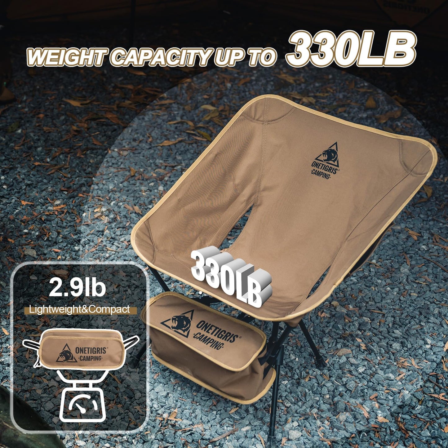 ONETIGRIS Tigerblade Camping Chair, Lightweight Folding Backpacking Hiking Chair, Compact Portable 330 lbs Capacity