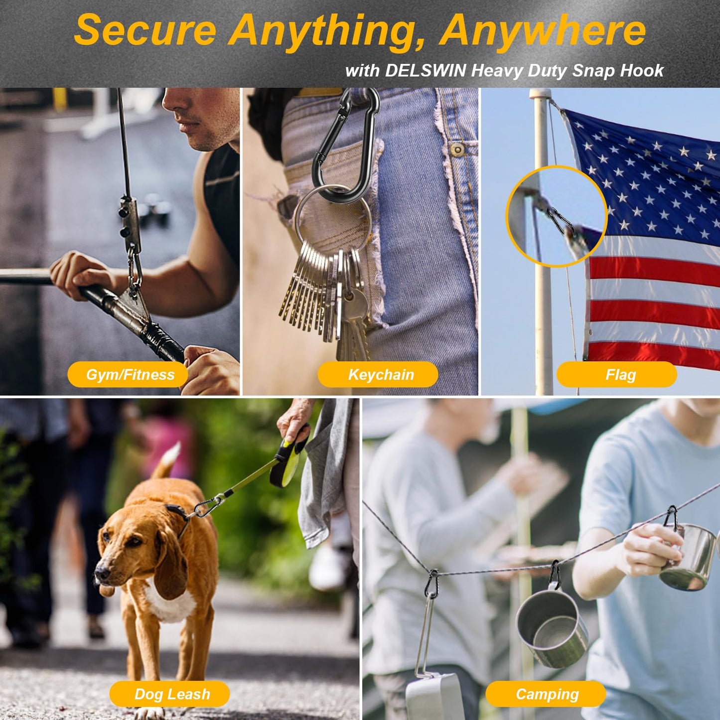 12 Pcs Carabiner Clip Spring Snap Hook - M4 1.57 Inch Heavy Duty Snap Hooks Quick Link for Bird Feeders or Dog Leash & Harness, 110 lbs Capacity