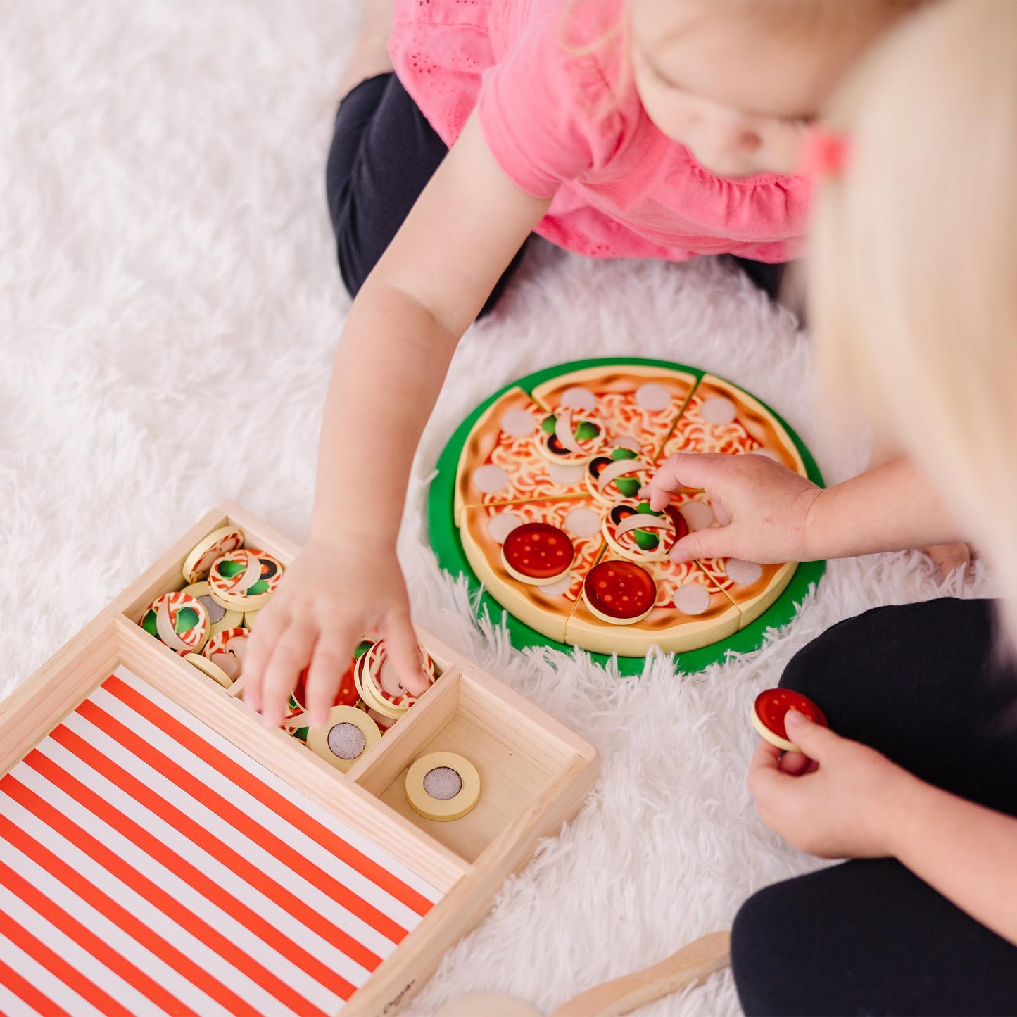 Melissa & Doug Pizza Party Wooden Play Food Set With 54 Toppings
