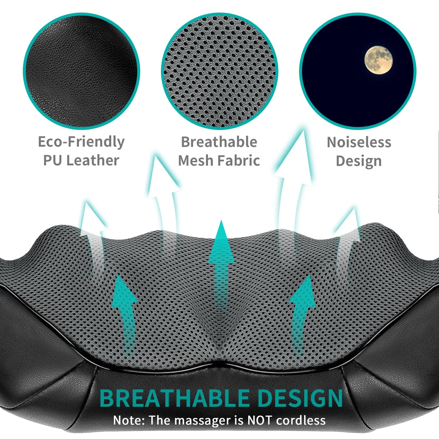 Nekteck Shiatsu Neck Massager for Pain Relief Deep Tissue with Heat, 3D Kneading Massage Pillow Back Shoulder Massagerfor Body Muscle, Plug-in Use for Home Office Car, Gifts for Mom Dad Him Her