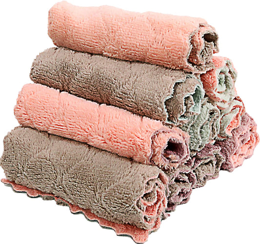 10 Pack Kitchen Cloth, Microfiber Dish Towels Washcloths, Super Absorbent Coral Velvet Dishtowels, Premium Cleaning Cloths,Non-Stick Oil Quick Dry Dish Towels, Soft Tea Towel, Table Cleaning Cloths.