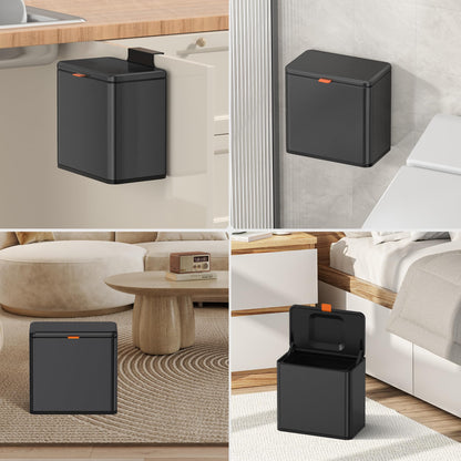 Mbillion Kitchen Compost Bin Hanging Trash Can with Lid 1.05 Gallon Stainless Steel Garbage Can for Kitchen Cabinet Door Mounted Trash Can Under Sink Door RV Bathroom,Brushed Black