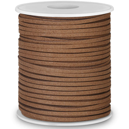 Leather String, Flat Suede Cord Faux Leather Cord Thin Leather Lace for Bracelets, Necklaces, Jewelry Making and Art Crafts (2.7 MM Brown)