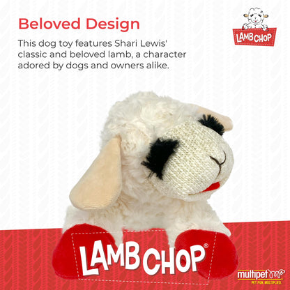 Multipet Lamb Chop Dog Plush Toy - Squeaky Dog Toy for Small & Medium Dogs - Extra Soft Plush Dog Toy - Stuffed Animal Dog Toy for Cuddling & Playing - Cute Pet Toy (10", Cream, 5 Squeakers)