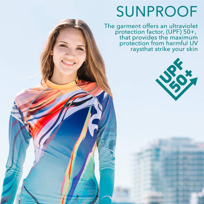 Platinum Sun Long Sleeve Rash Guard for Women (Azzura, L)