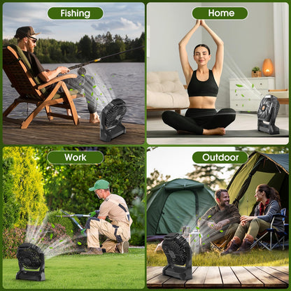Portable Rechargeable Fan, 20000mAh Cordless Battery Powered Camping Tent Fans with LED Lantern, Small USB C Operated Outdoor Ventilador for Travel Camp Fishing Picnic Beach Office Home Essentials