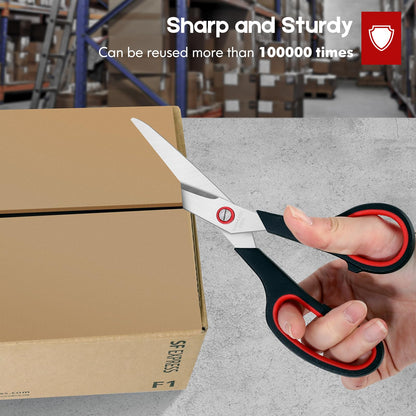 8" Scissors Bulk 6-Pack, All Purpose Scissors Stainless Steel Sharp for Office Home General Use Craft Supplies, High/Middle School Classroom Class Older Kids Scissor Set, Right/Left Handed