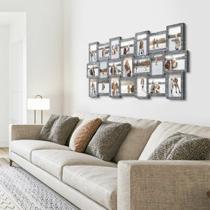 J.M.Deco Collage Picture Frames for Wall Decor, 21-Opening Reunion Family Friends Picture Frame Set, Photo Frames for Living Room Bedroom, Gallery Puzzle Collage Wall Hanging for 4x6, Mother's Day Gift, Ashes