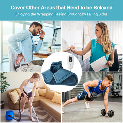NIUONSIX Heating Pad for Neck and Shoulders and Back, Birthday Gifts for Women Mom Wife Men Dad, Weighted Electric Heated Wrap for Pain Relief and Daily Relax, 6 Heat Settings 4 Timers Auto Off, Blue