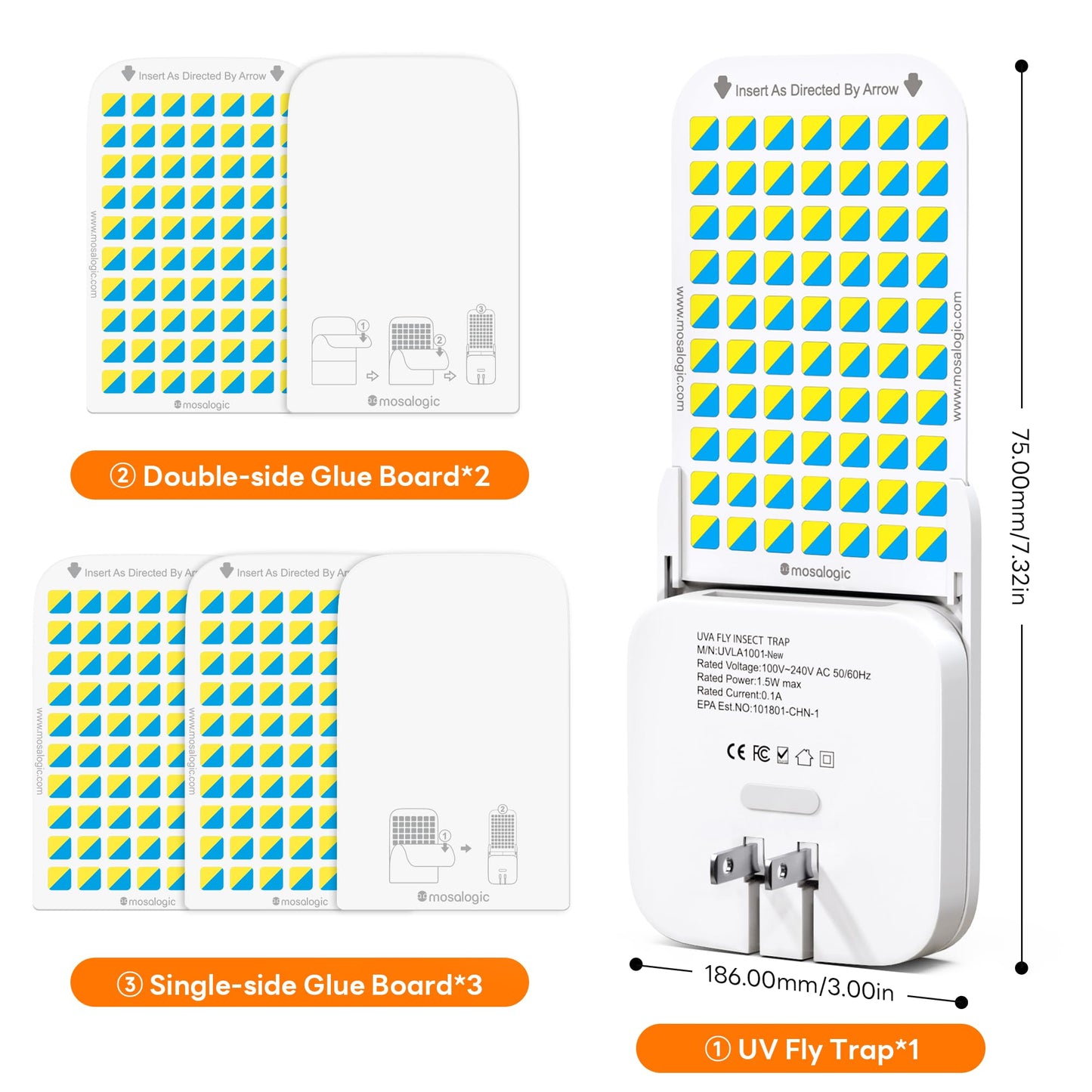 Mosalogic Fruit Fly Traps for Indoors Gnat Trap for House Indoor- 600 Sqft Protection Area UV Fly Insect Trapper for Fruit Flies，Gnat，Mosquito，and Other Flying Insect Plug in Bug Killer White