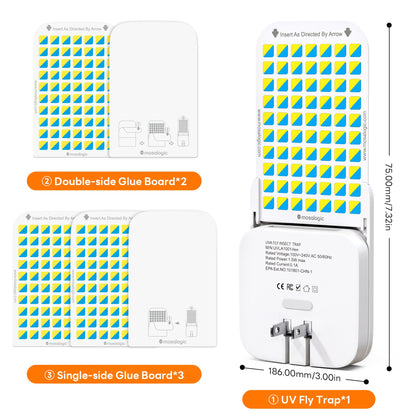 Mosalogic Fruit Fly Traps for Indoors Gnat Trap for House Indoor- 600 Sqft Protection Area UV Fly Insect Trapper for Fruit Flies，Gnat，Mosquito，and Other Flying Insect Plug in Bug Killer White