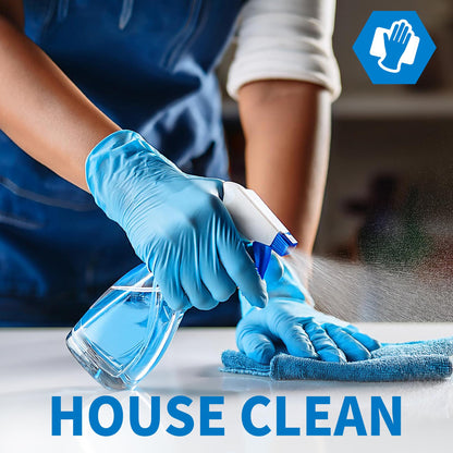 Medguy Powder-Free Nitrile Exam Gloves, 4.5 Mil, 100 Pcs Blue Disposable Latex-Free Food-Safe Medical Cleaning Cooking Gloves (Medium)