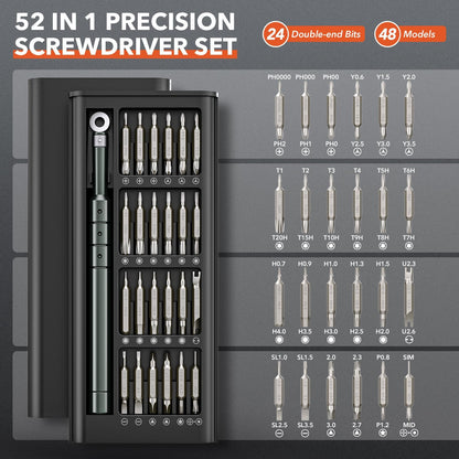JOREST 52-IN-1 Precision Screwdriver Set, Mini Repair Tool Kit with Torx for Macbook, Computer, Laptop, iPhone, PS5, Xbox, Switch, Glasses, Watch, Ring Doorbell, Electronic, Small Gift Gadget for Men