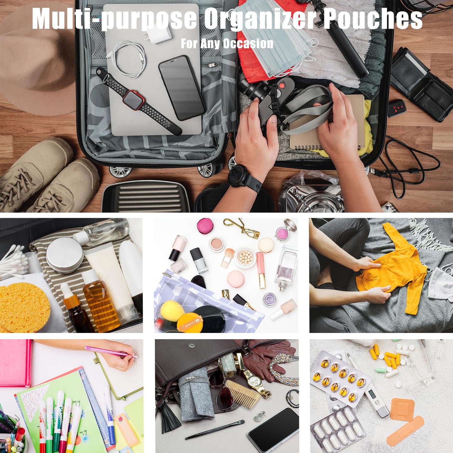 HIONXMGA TSA Approved Toiletry Bag, Set of 3 Clear Travel Toiletry Bag Quart Size Zipper Travel Pouch, Waterproof Makeup Cosmetic Bag for Women Men Kids Toiletries Carry on, Cacti A