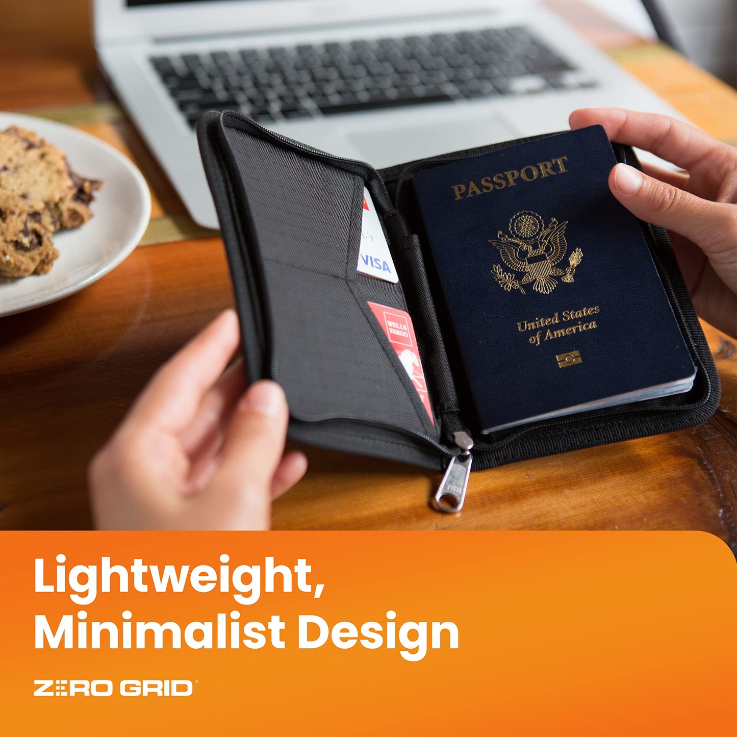 Passport Holder & Travel Wallet with RFID Blocking - Premium Document Organizer Case for Men and Women - Holds Passports, Cards, Tickets, ID, Cash - Compact Zippered Wallet - Midnight