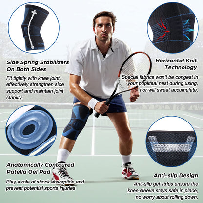 NEENCA Professional Knee Brace for Pain Relief, Medical Knee Compression Sleeve, Knee Support with Horizontal Knit Tech for Meniscus Tear, ACL, Arthritis, Joint Pain, Runner, Workout