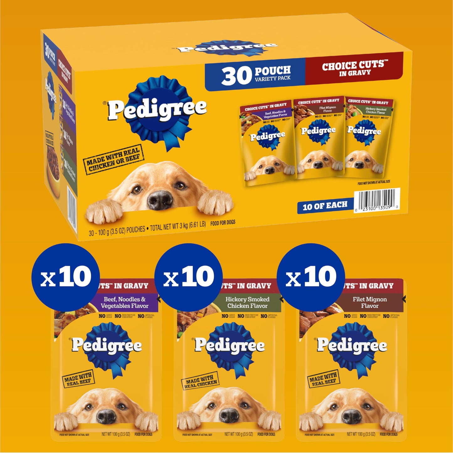 Pedigree Choice Cuts in Gravy Adult Soft Wet Dog Food 30-Count Variety Pack, 3.5 oz. Pouches