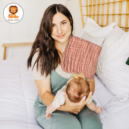 Muslin Burp Cloths for Baby 100% Cotton Burping Cloths for Unisex, Boy, Girl - Large 20'' by 10'' Newborn Essentials Ultra Soft Absorbent Milk Spit Up Rags - 12 Pack - White+Light Bean Paste Series