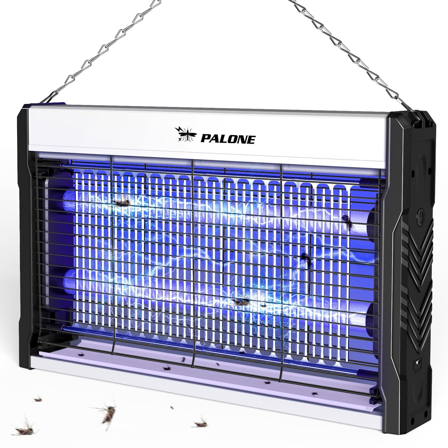 PALONE Electric Bug Zapper 3200V Mosquito Zapper Killer Indoor Insect Killer with Hanging Chain Mosquito Trap with Removable Collection Tray USB Electric Bug Zapper Outdoor for Home Office (16 in)