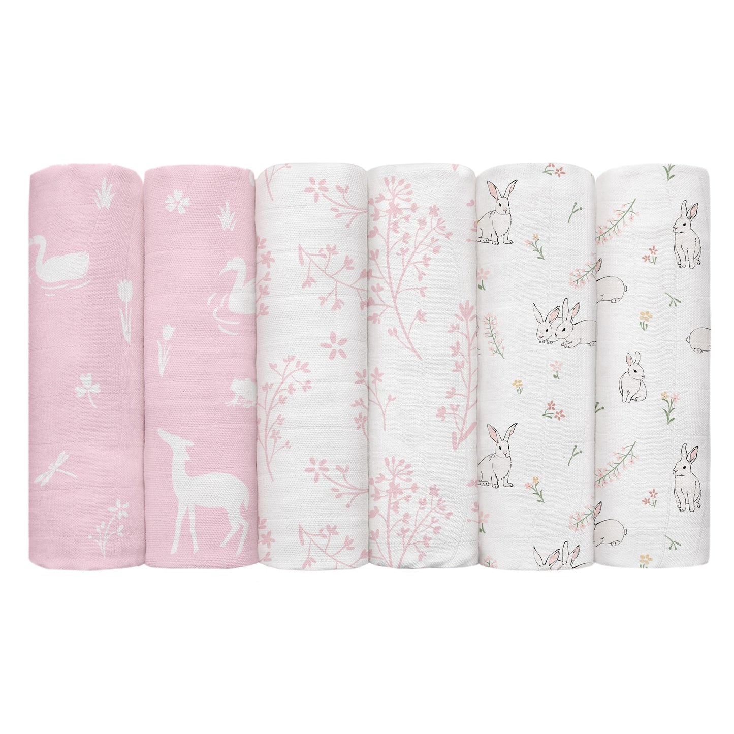 GLLQUEN BABY Receiving Blanket Boy Cotton Muslin Swaddle Blankets Girl Newborn Squares Breathable & Soft Thin Baby Blankets Cloths Double Absorbent Infant Swaddling Wrap - 6 Pack (Looking for Spring)