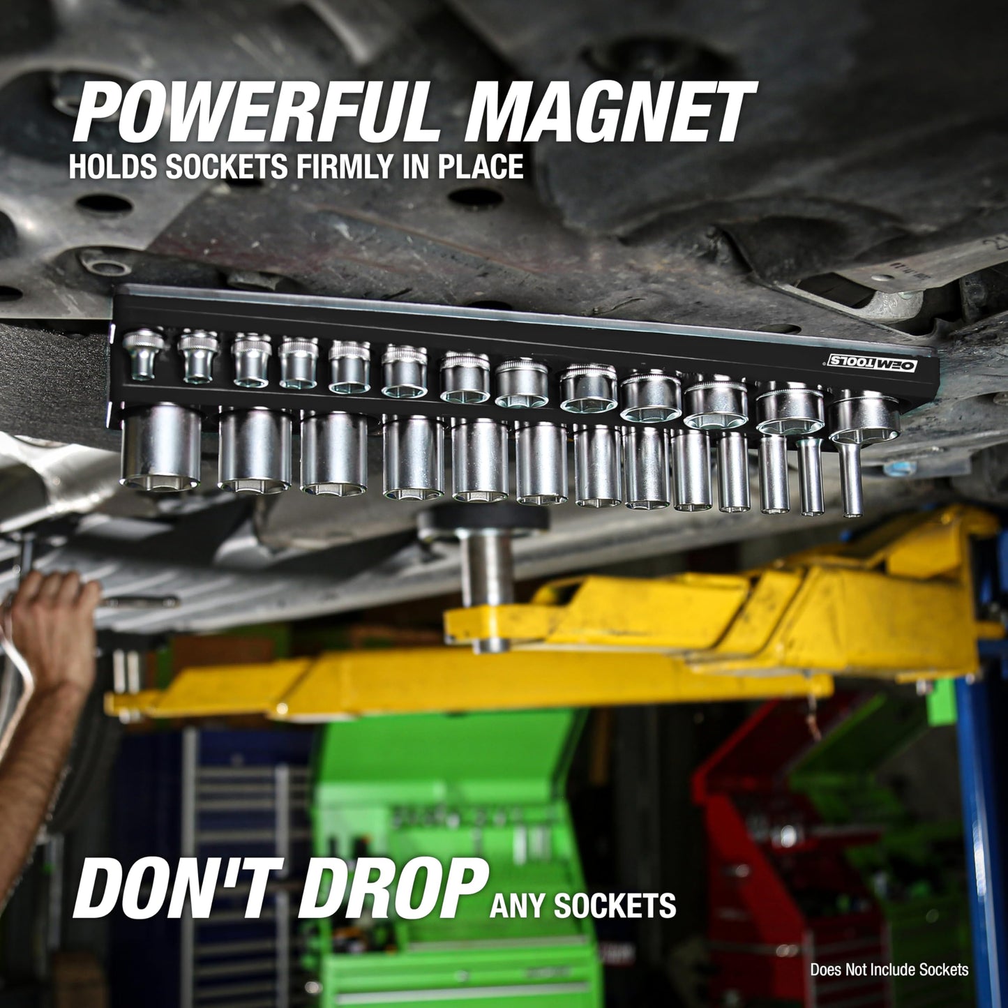 OEMTOOLS 22487 3 Piece Metric Magnetic Socket Organizers for Toolboxes, Socket Holder, Black Tool Box Organizer