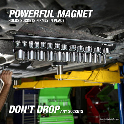 OEMTOOLS 22487 3 Piece Metric Magnetic Socket Organizers for Toolboxes, Socket Holder, Black Tool Box Organizer