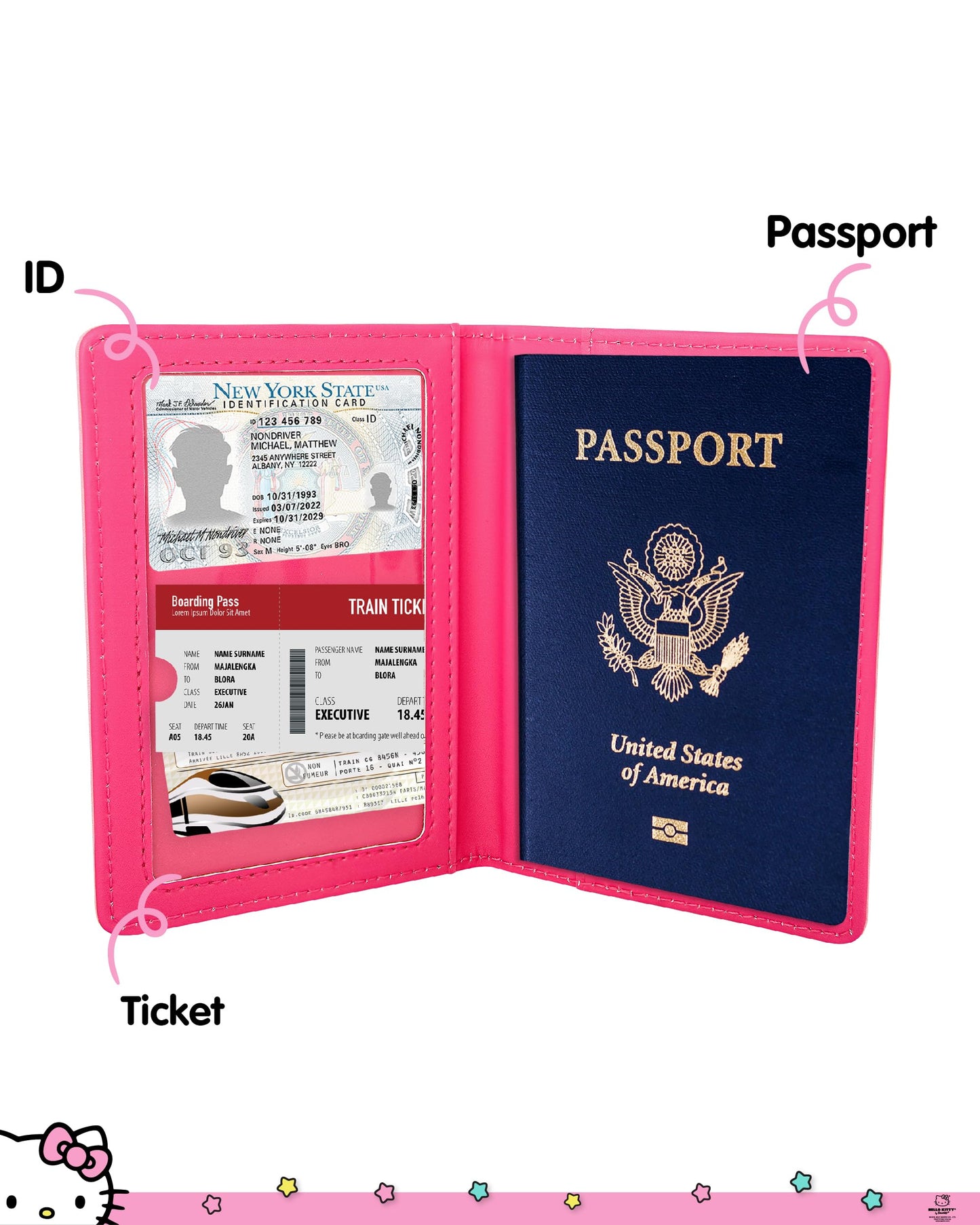 Hello Kitty Passport Holder for Travel Official License, Cute Passport Cover, Sanrio Gifts