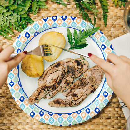 MUCHII Paper Plates 10 Inch, 120 Count Disposable Paper Plates Bulk, Soak and Cut Proof for Party,Picnic, Family Gatherings