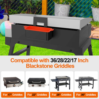 2 PCS Silicone Grease Cup Liners for Blackstone 36 28 22 17 Inch Griddle,Reusable Grease Catcher Cup Liner Grill Grease Tray,Durable Drip Pans Blackstone Griddle Accessories,Orange