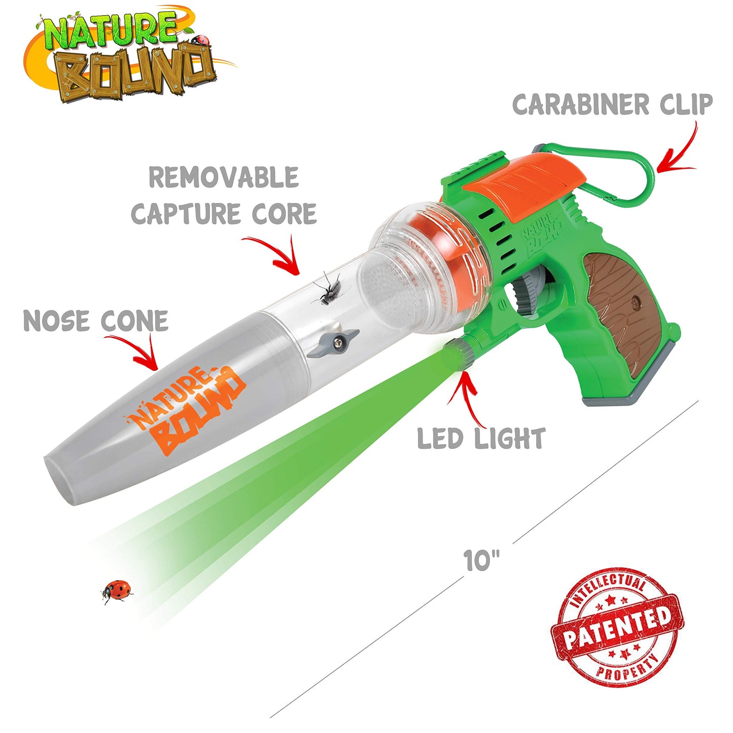 Nature Bound Bug Catcher Toy | Eco-Friendly Bug Vacuum, Catch and Release | Ages 3 to 12 Indoor/Outdoor Play Toy | Includes Capture Core with Magnification | Complete Kit for Kids | Green