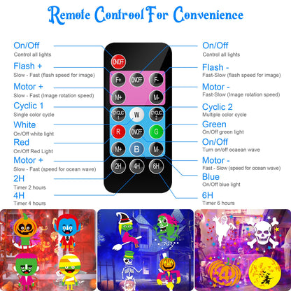 2025 Upgrade Halloween Christmas Projector Lights Outdoor, COOLWUFAN 2-in-1 Moving Patterns Landscape Lights, 30 HD Effects (3D Ocean Wave)Projection Light for Xmas Halloween Party Garden Decorations